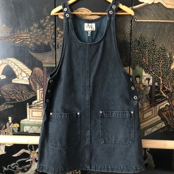 Vintage Dresses & Skirts - Vintage denim pinafore/overalls dress